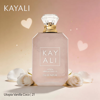KAYALI 21 Utopia Vanilla Coco 21 Eau De Parfum For Women Long Lasting Coconut Vanilla Perfume,Pear, Jasmine,Sandalwood & Tropical Warm Fragrance Spray, 3.4 Oz/100ml Bright Citrus With Tropical Fruit