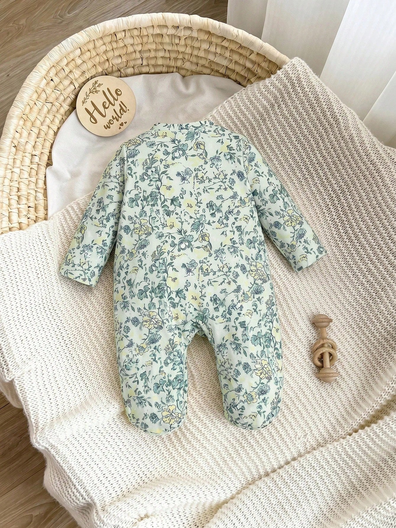 Kids Newborn Ribbed Printed Long Sleeve Footed Romper,Random 6 Pieces, Send 1 Piece