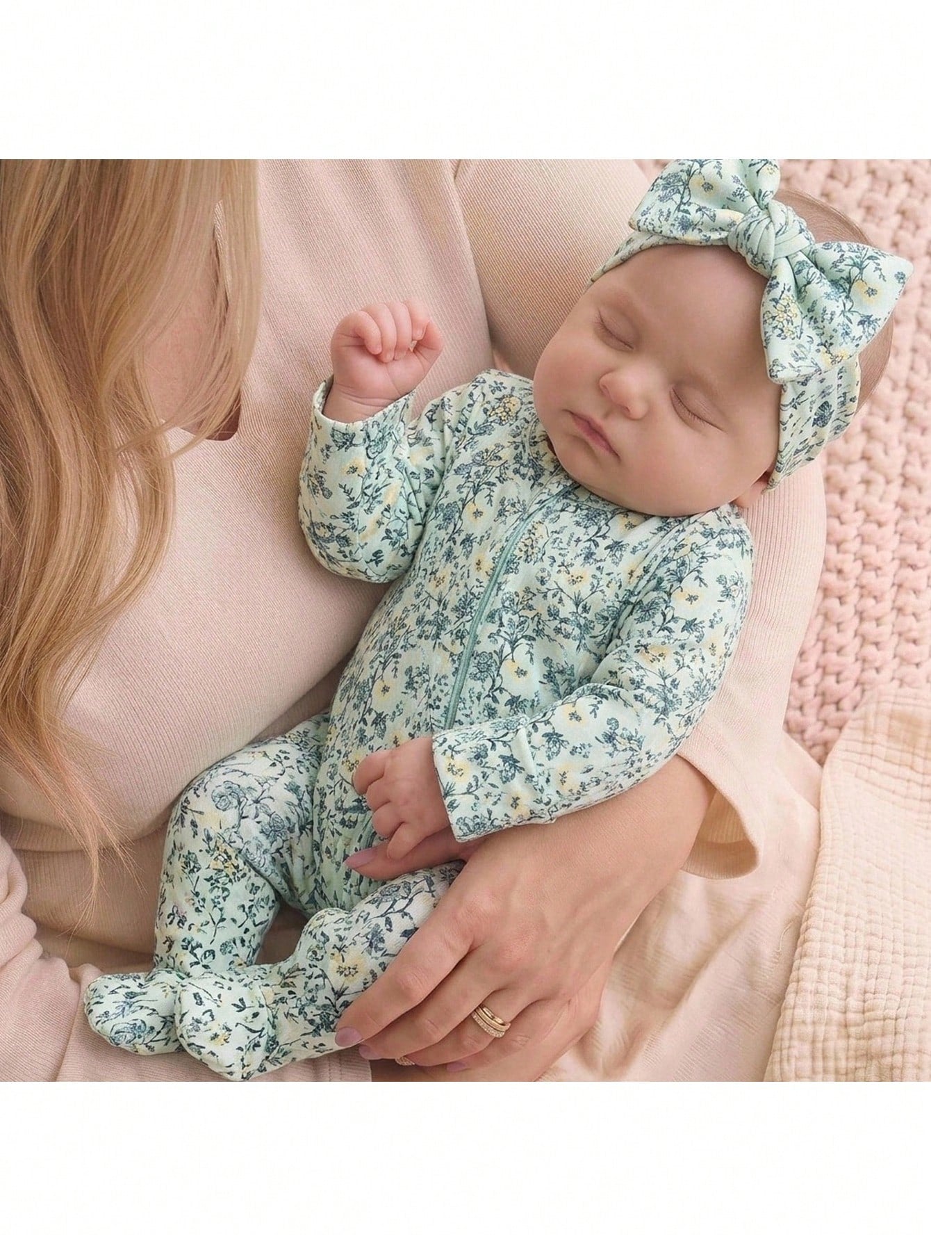 Kids Newborn Ribbed Printed Long Sleeve Footed Romper,Random 6 Pieces, Send 1 Piece