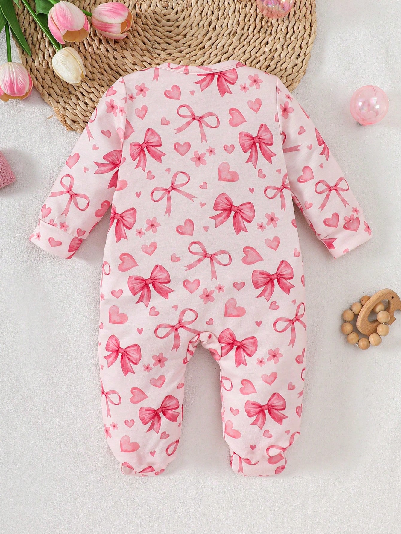 Kids Newborn Ribbed Printed Long Sleeve Footed Romper,Random 6 Pieces, Send 1 Piece