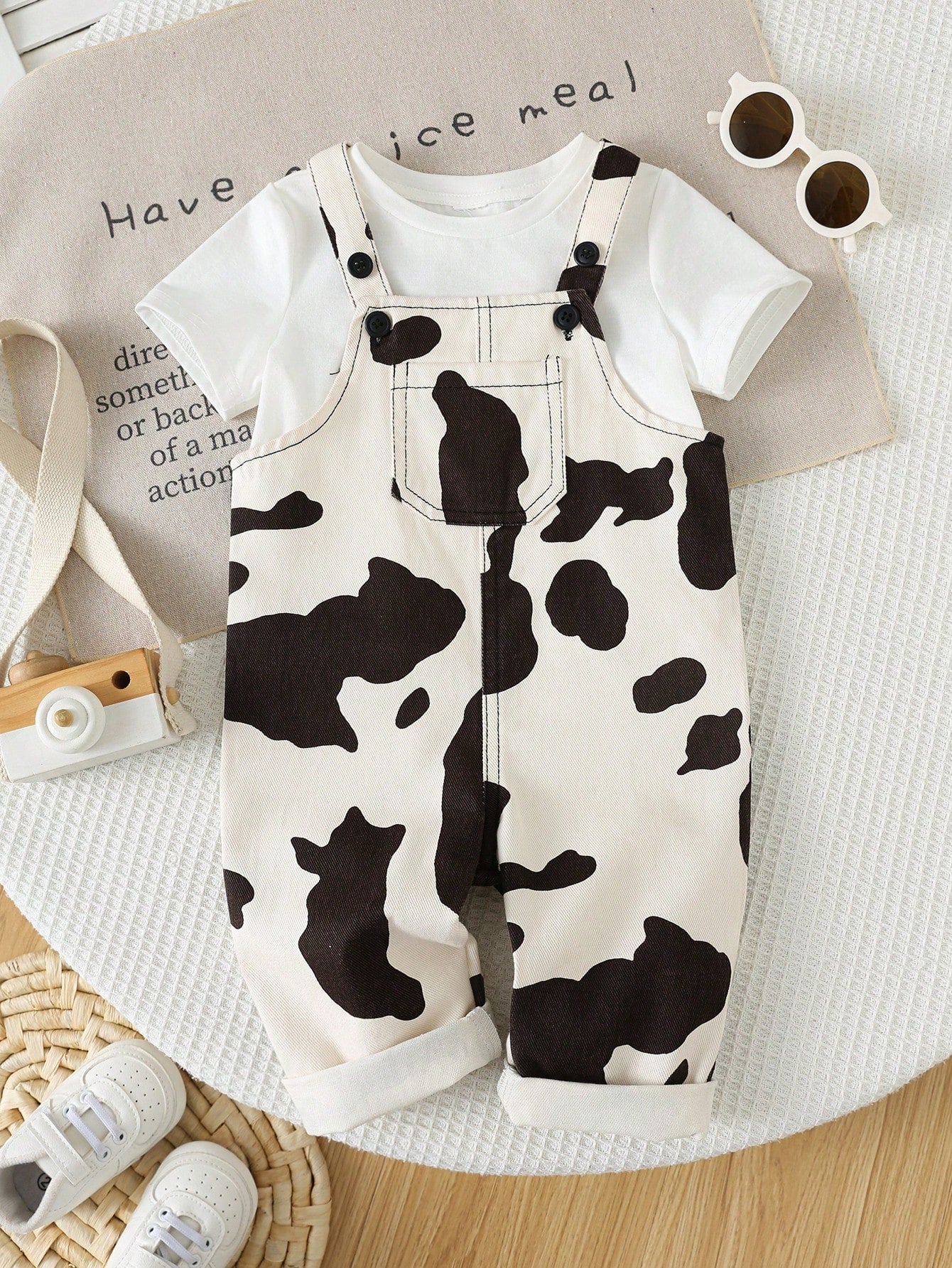 Kids Young Boy/Girl, Young Boy 100% Cotton Spring/Summer Casual Fashion Cow Print Denim Overalls Romper, Young Boy Summer Clothes, Outfit Sets, Streetwear, Denim, Jeans