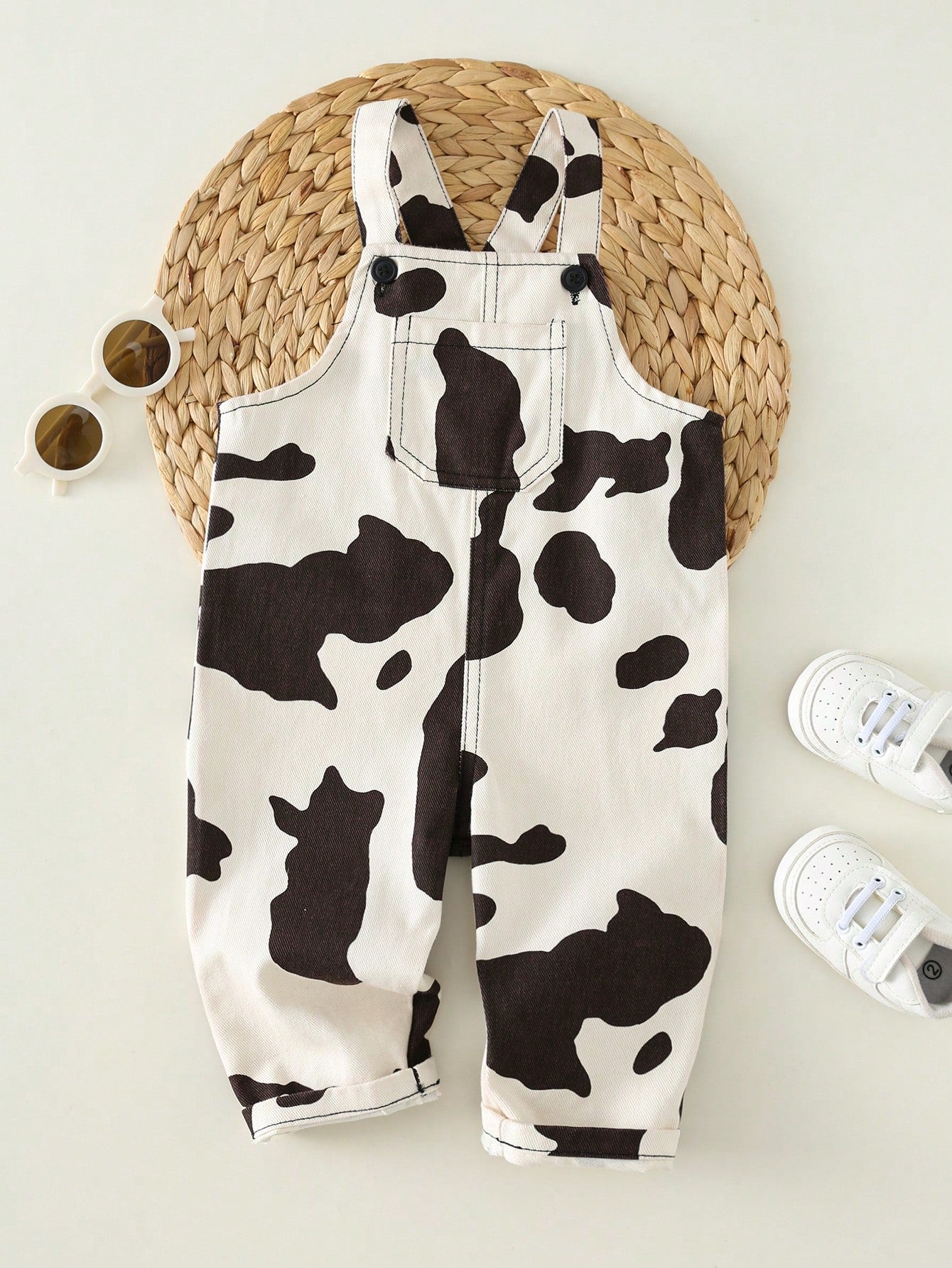 Kids Young Boy/Girl, Young Boy 100% Cotton Spring/Summer Casual Fashion Cow Print Denim Overalls Romper, Young Boy Summer Clothes, Outfit Sets, Streetwear, Denim, Jeans