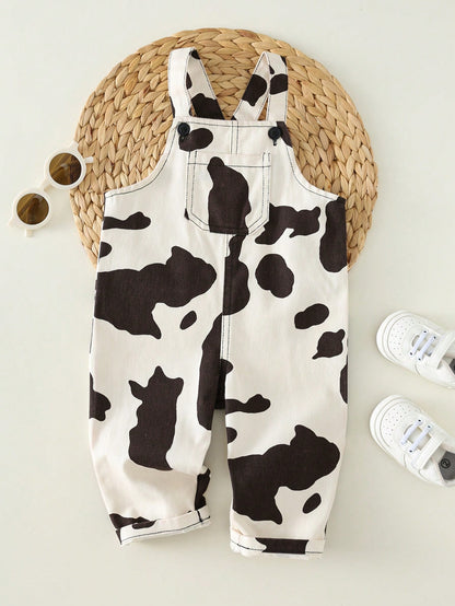 Kids Young Boy/Girl, Young Boy 100% Cotton Spring/Summer Casual Fashion Cow Print Denim Overalls Romper, Young Boy Summer Clothes, Outfit Sets, Streetwear, Denim, Jeans