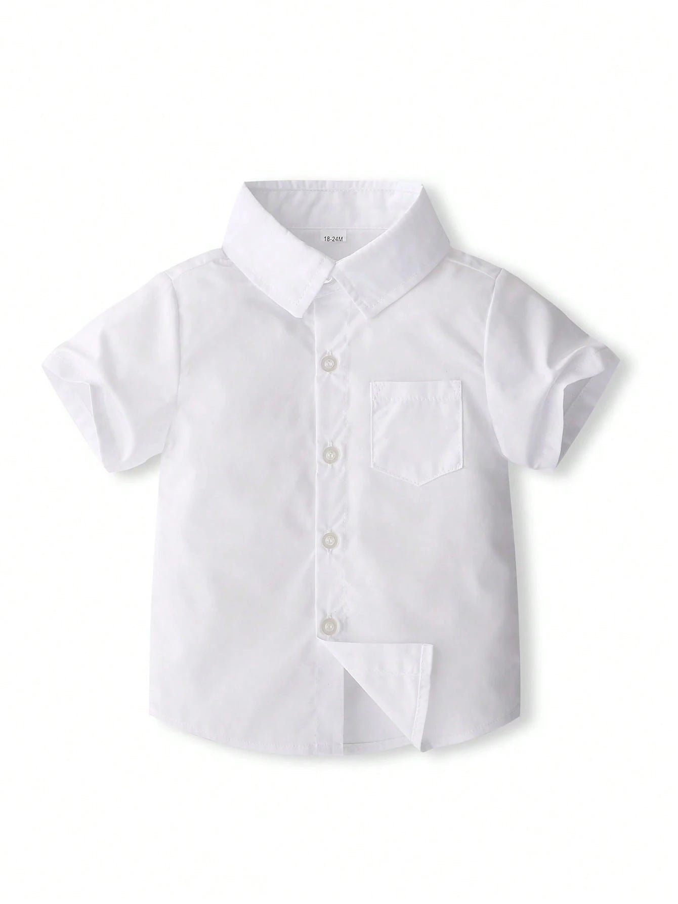 KIMOCAT Baby Boy White Versatile Casual Short Sleeve Collared Shirt, For Summer