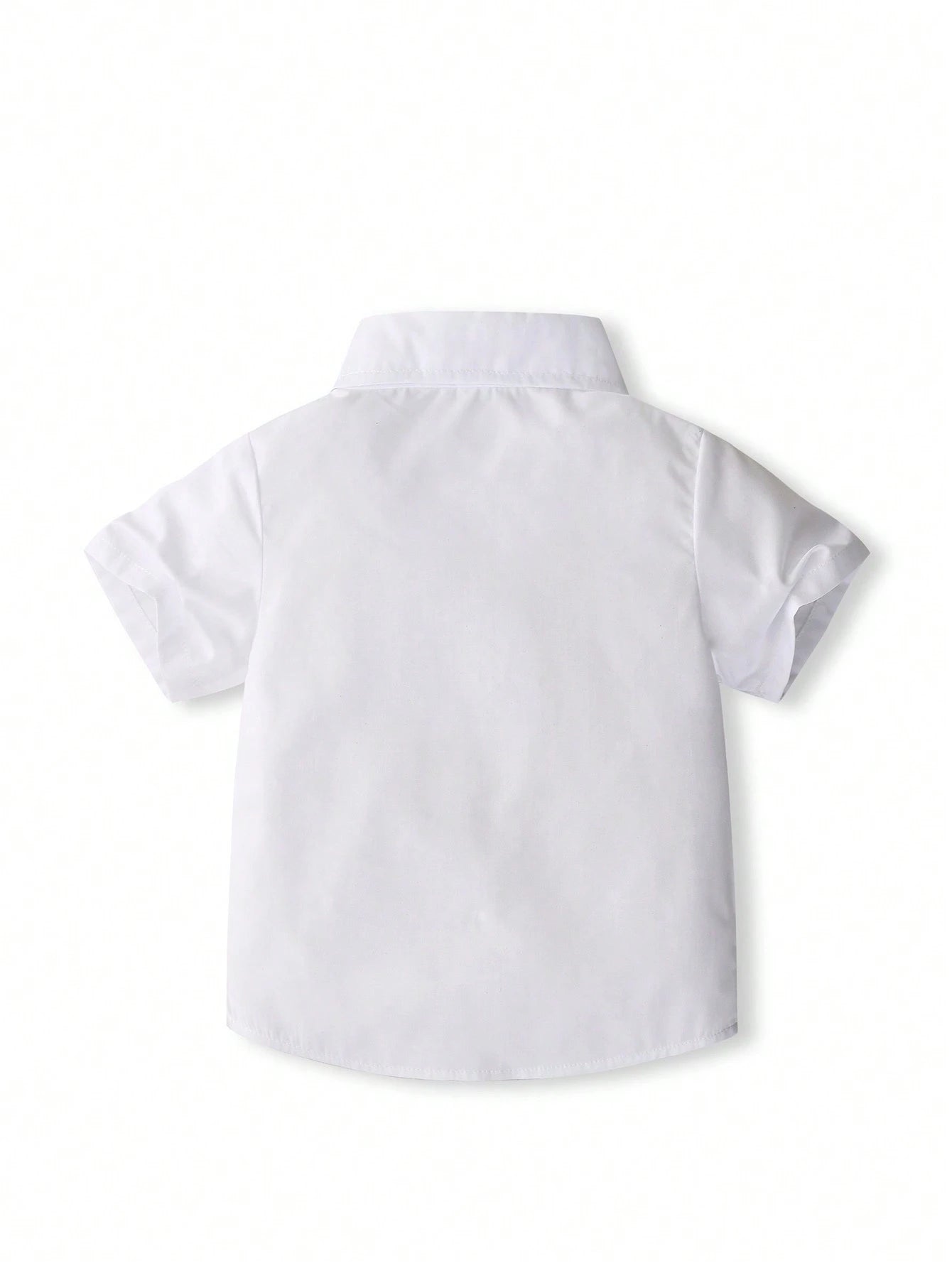 KIMOCAT Baby Boy White Versatile Casual Short Sleeve Collared Shirt, For Summer
