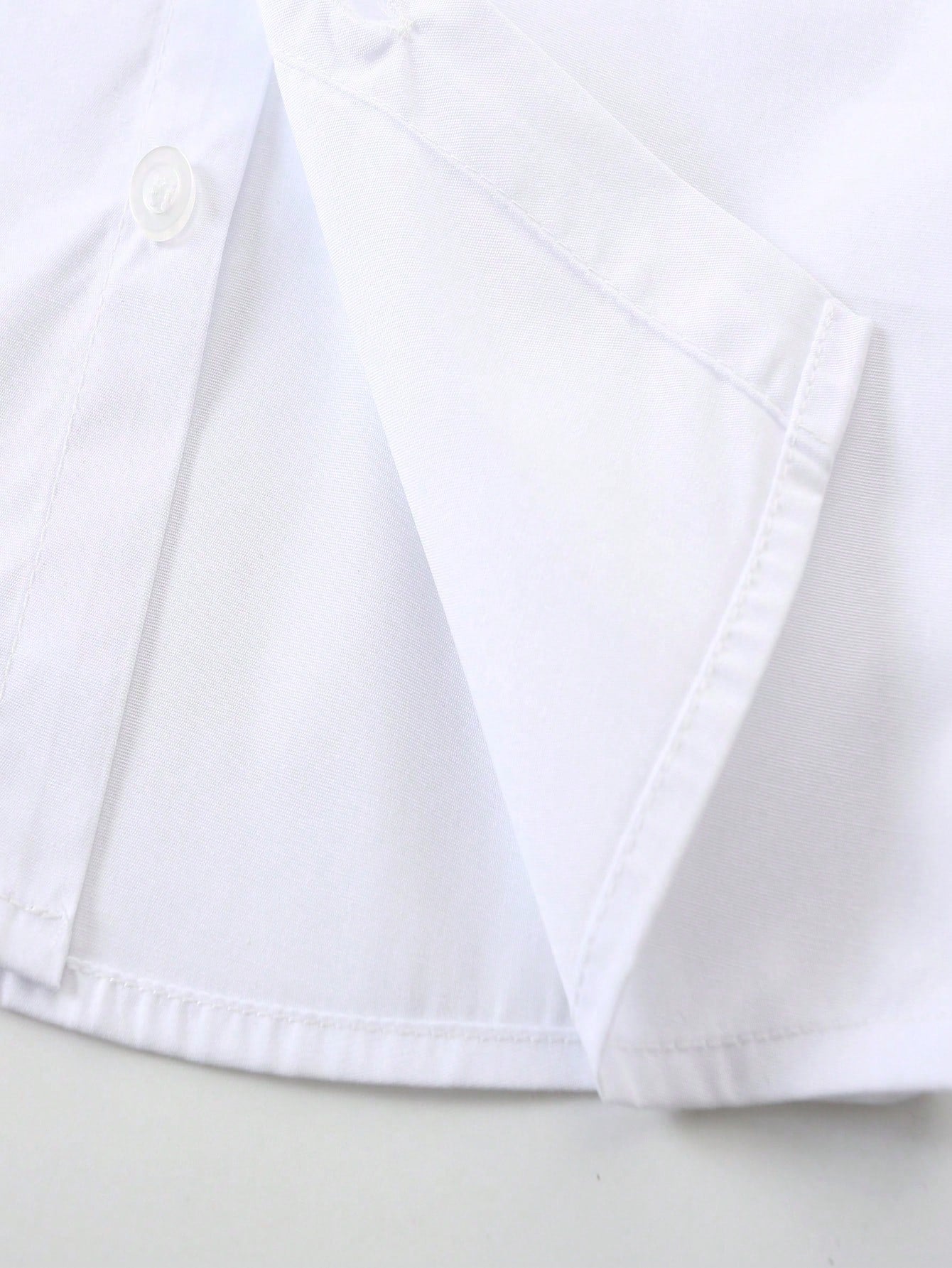 KIMOCAT Baby Boy White Versatile Casual Short Sleeve Collared Shirt, For Summer