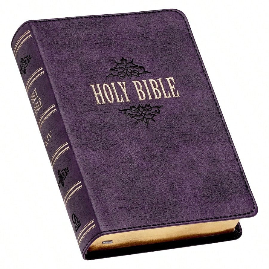 KJV Holy Bible, Large Print Compact Bible, Purple Faux Leather Bible W/Ribbon Marker, Red Letter Edition, King James Version