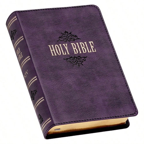 KJV Holy Bible, Large Print Compact Bible, Purple Faux Leather Bible W/Ribbon Marker, Red Letter Edition, King James Version