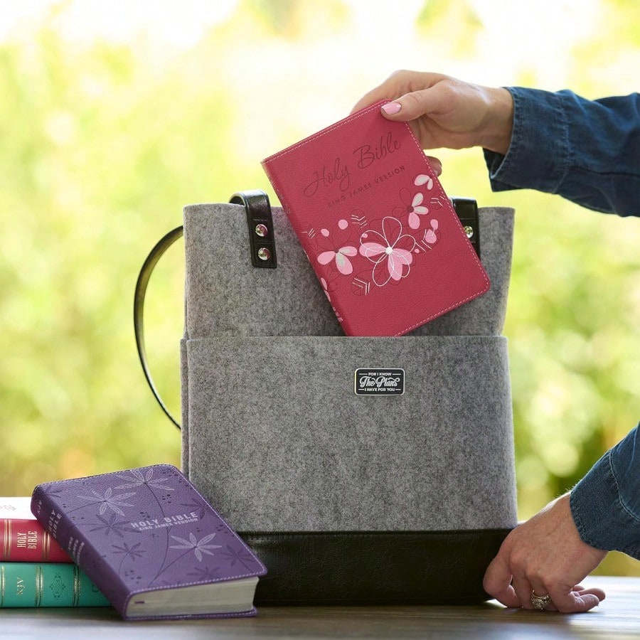 KJV Holy Bible, Large Print Compact Bible, Purple Faux Leather Bible W/Ribbon Marker, Red Letter Edition, King James Version