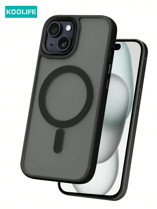 Koolife 1pc Magnetic Charging Shockproof Anti-Drop Matte Skin-Feel Phone Case With Personalized Frame Design Large Camera Hole PC+TPU Compatible With Apple 18pro/18pro Max/17/17 Air/17 Pro Max/16/16pr