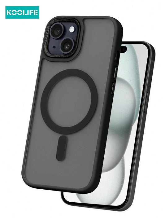 Koolife 1pc Magnetic Charging Shockproof Anti-Drop Matte Skin-Feel Phone Case With Personalized Frame Design Large Camera Hole PC+TPU Compatible With Apple 18pro/18pro Max/17/17 Air/17 Pro Max/16/16pr