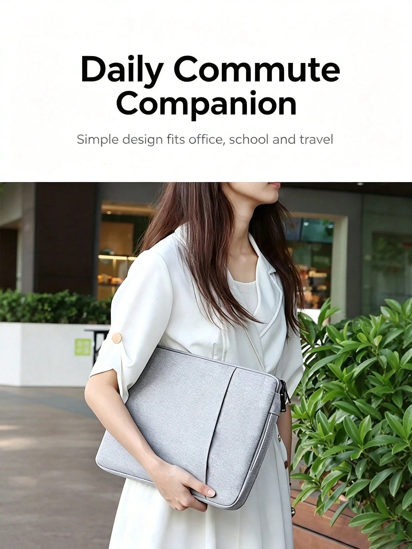 Korean Minimalist Style, Water-Repellent Neoprene Fabric, Diagonal Front Pocket, Laptop Sleeve, Unisex, Air Travel Campus Commuting