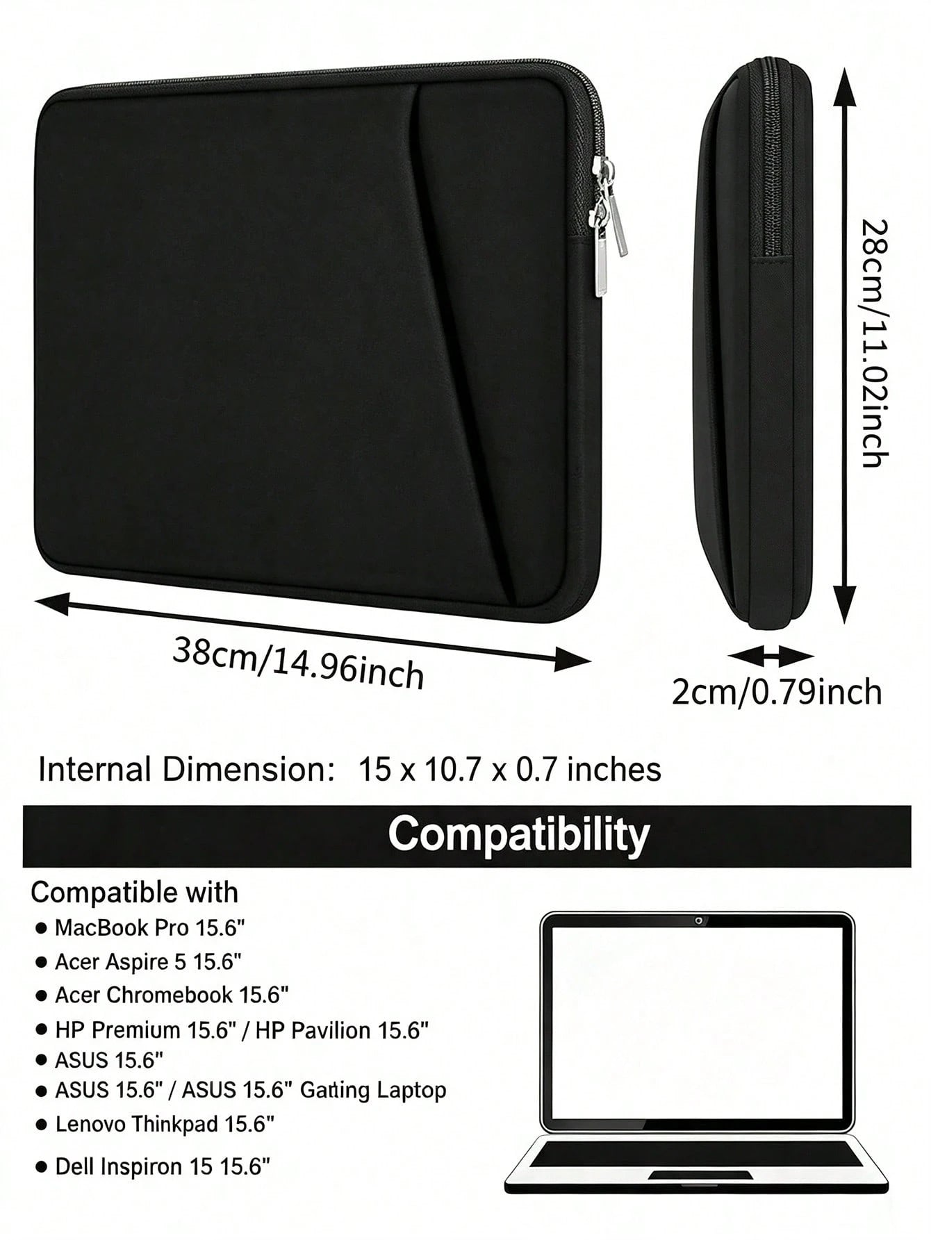 Korean Minimalist Style, Water-Repellent Neoprene Fabric, Diagonal Front Pocket, Laptop Sleeve, Unisex, Air Travel Campus Commuting