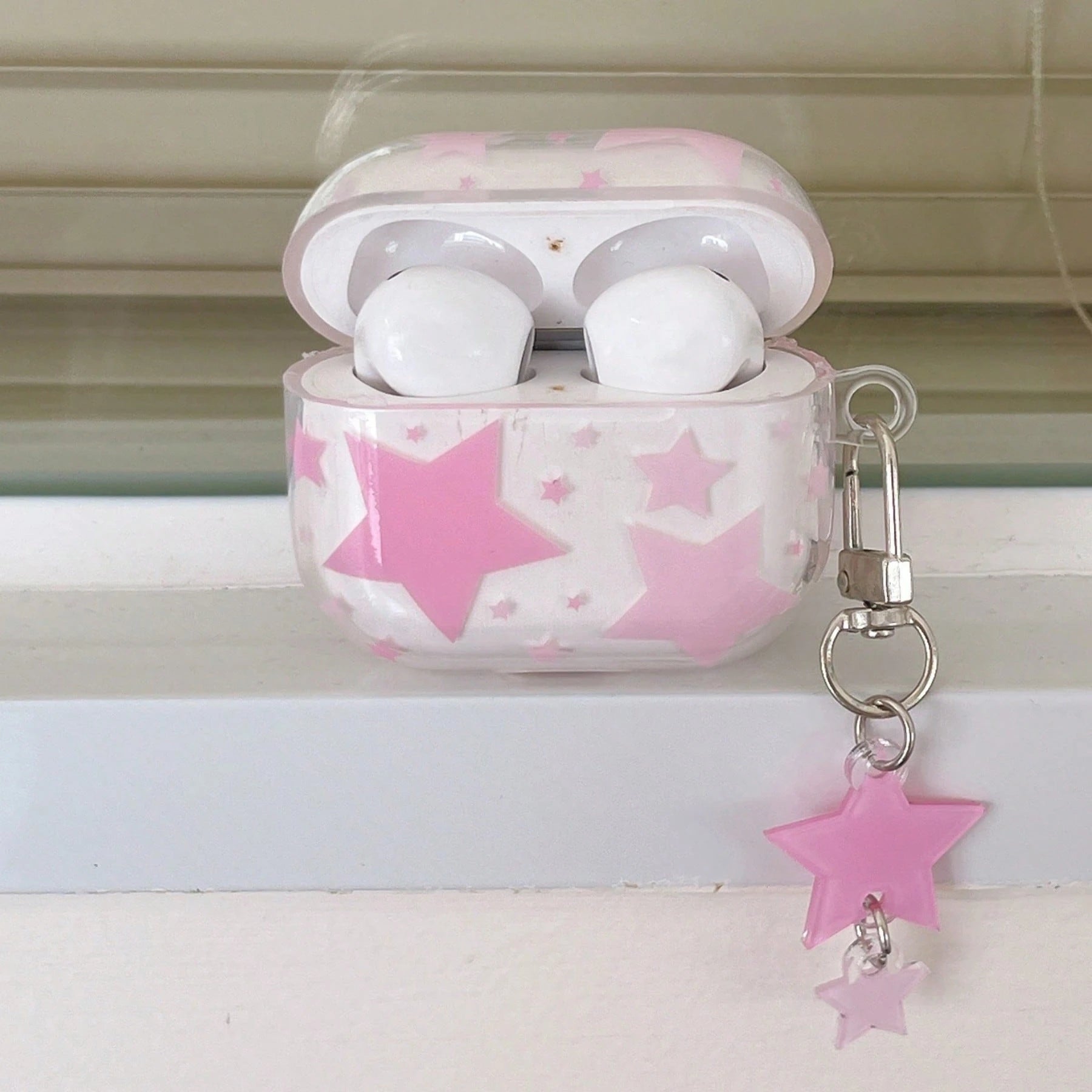 Korean Style Minimalist 4-Color Transparent Star Pendant Earphone Case Compatible With AirPods Pro 3 New Pro 2 Protective Cover Pro Cute Apple 4 Minimalist 3 Personalized 1/2 Generation Girls Earphone