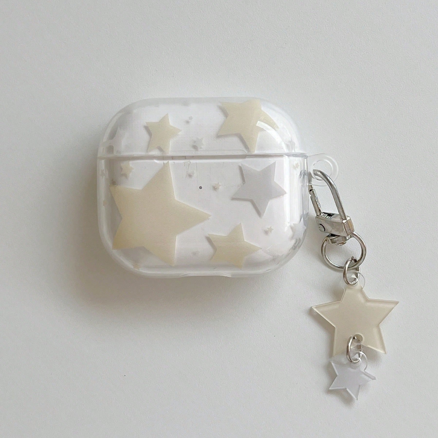 Korean Style Minimalist 4-Color Transparent Star Pendant Earphone Case Compatible With AirPods Pro 3 New Pro 2 Protective Cover Pro Cute Apple 4 Minimalist 3 Personalized 1/2 Generation Girls Earphone