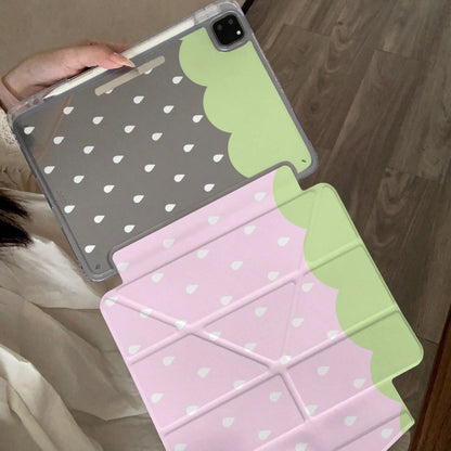 Korean Style Pink Strawberry Water Drop Tablet Protective Case Compatible With Apple 11th Gen, Minimalist 10th Gen Tablet Protective Shell With Pen Slot, Air 82026 New Pro 11 Fashion Mini 7 Cute Air 7