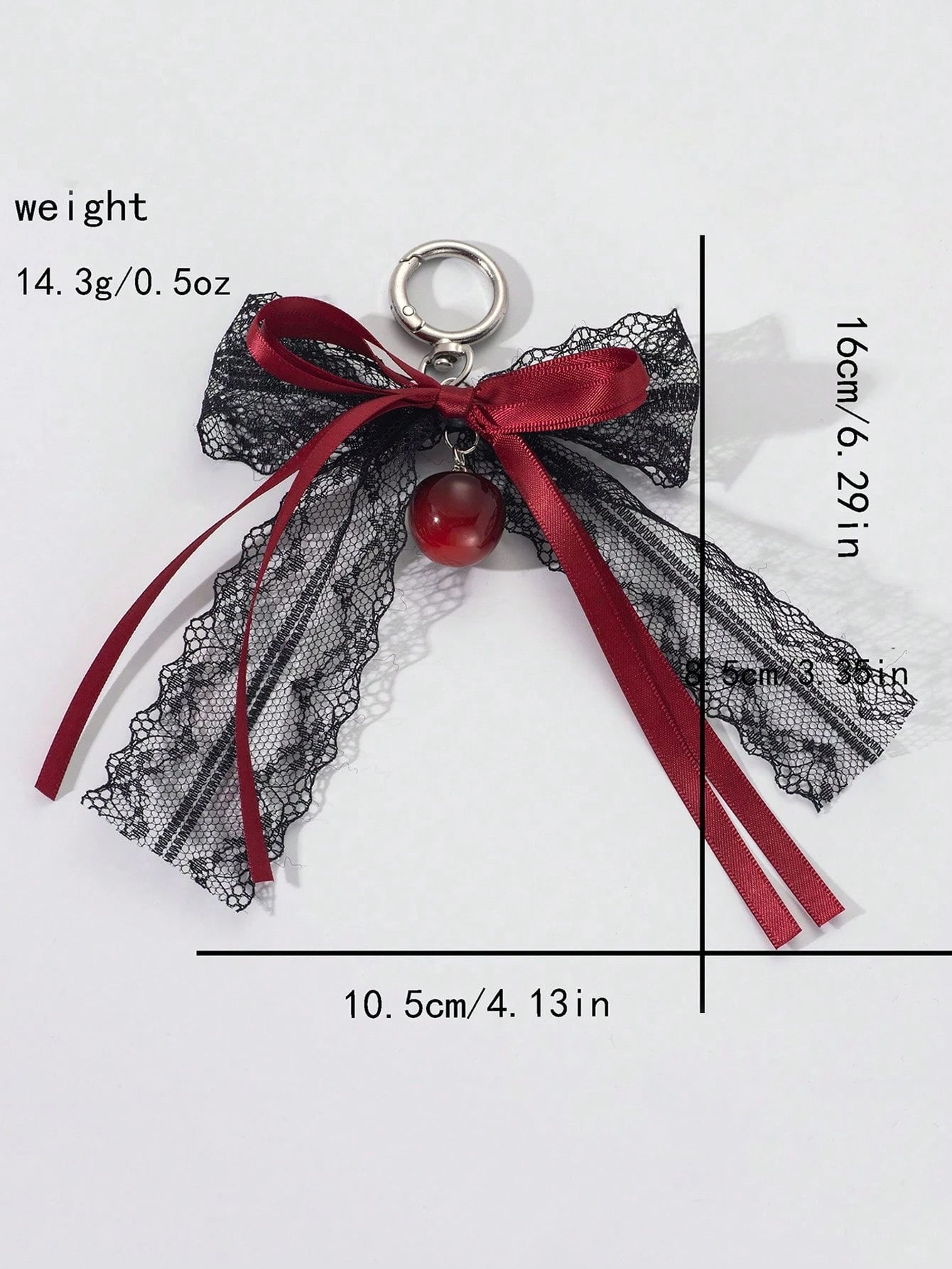 Lace Bow Keychain Hollow Red Ribbon Cherry Y2k Fashion Design Charm Delicate Backpack Key Chain Valentine's Day Gift Accessories Fall Burgundy