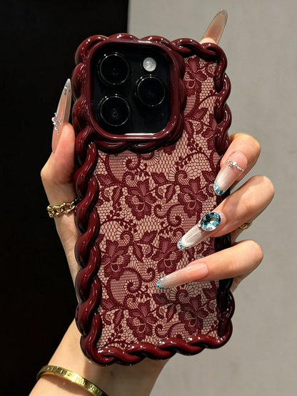Lace Painted Soft Phone Case Compatible With IP17/IP17PROMAX/Iphone16/Iphone16pro/Iphone16promax/Iphone15/XR/7p8p/P12promax/P13promax/P14PROMAX/P13/P14/P11/P12/P14, Cute & Fashionable Thick Protective
