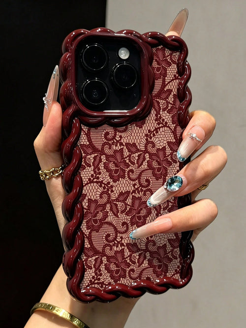 Lace Painted Soft Phone Case Compatible With IP17/IP17PROMAX/Iphone16/Iphone16pro/Iphone16promax/Iphone15/XR/7p8p/P12promax/P13promax/P14PROMAX/P13/P14/P11/P12/P14, Cute & Fashionable Thick Protective