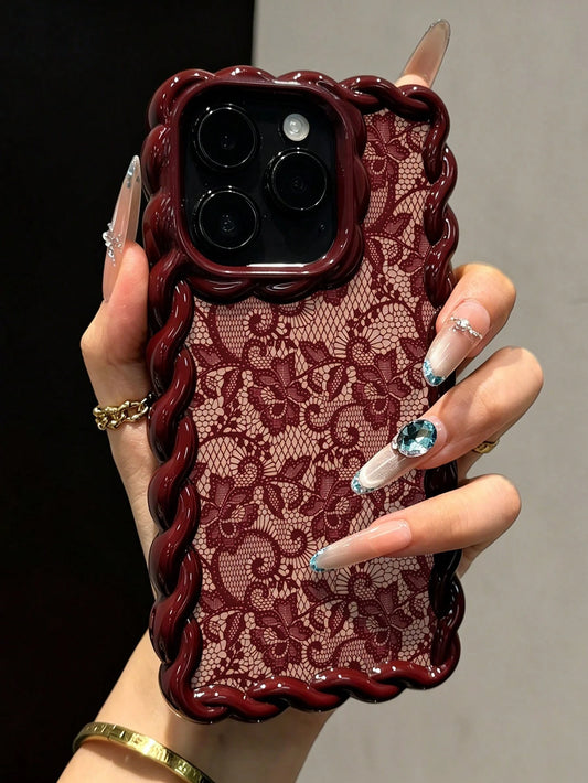 Lace Painted Soft Phone Case Compatible With IP17/IP17PROMAX/Iphone16/Iphone16pro/Iphone16promax/Iphone15/XR/7p8p/P12promax/P13promax/P14PROMAX/P13/P14/P11/P12/P14, Cute & Fashionable Thick Protective