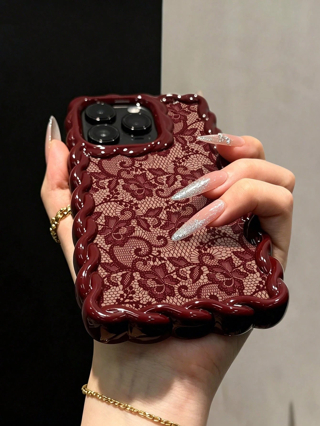 Lace Painted Soft Phone Case Compatible With IP17/IP17PROMAX/Iphone16/Iphone16pro/Iphone16promax/Iphone15/XR/7p8p/P12promax/P13promax/P14PROMAX/P13/P14/P11/P12/P14, Cute & Fashionable Thick Protective