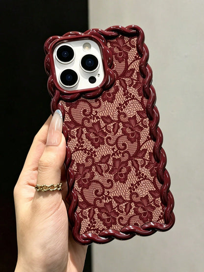 Lace Painted Soft Phone Case Compatible With IP17/IP17PROMAX/Iphone16/Iphone16pro/Iphone16promax/Iphone15/XR/7p8p/P12promax/P13promax/P14PROMAX/P13/P14/P11/P12/P14, Cute & Fashionable Thick Protective