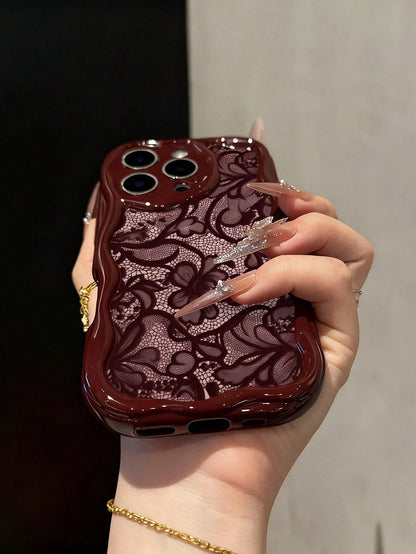 Lace Painted Soft Phone Case Compatible With IP17/IP17PROMAX/Iphone16/Iphone16pro/Iphone16promax/Iphone15/XR/7p8p/P12promax/P13promax/P14PROMAX/P13/P14/P11/P12/P14, Cute & Fashionable Thick Protective