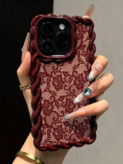 Lace Painted Soft Phone Case Compatible With IP17/IP17PROMAX/Iphone16/Iphone16pro/Iphone16promax/Iphone15/XR/7p8p/P12promax/P13promax/P14PROMAX/P13/P14/P11/P12/P14, Cute & Fashionable Thick Protective