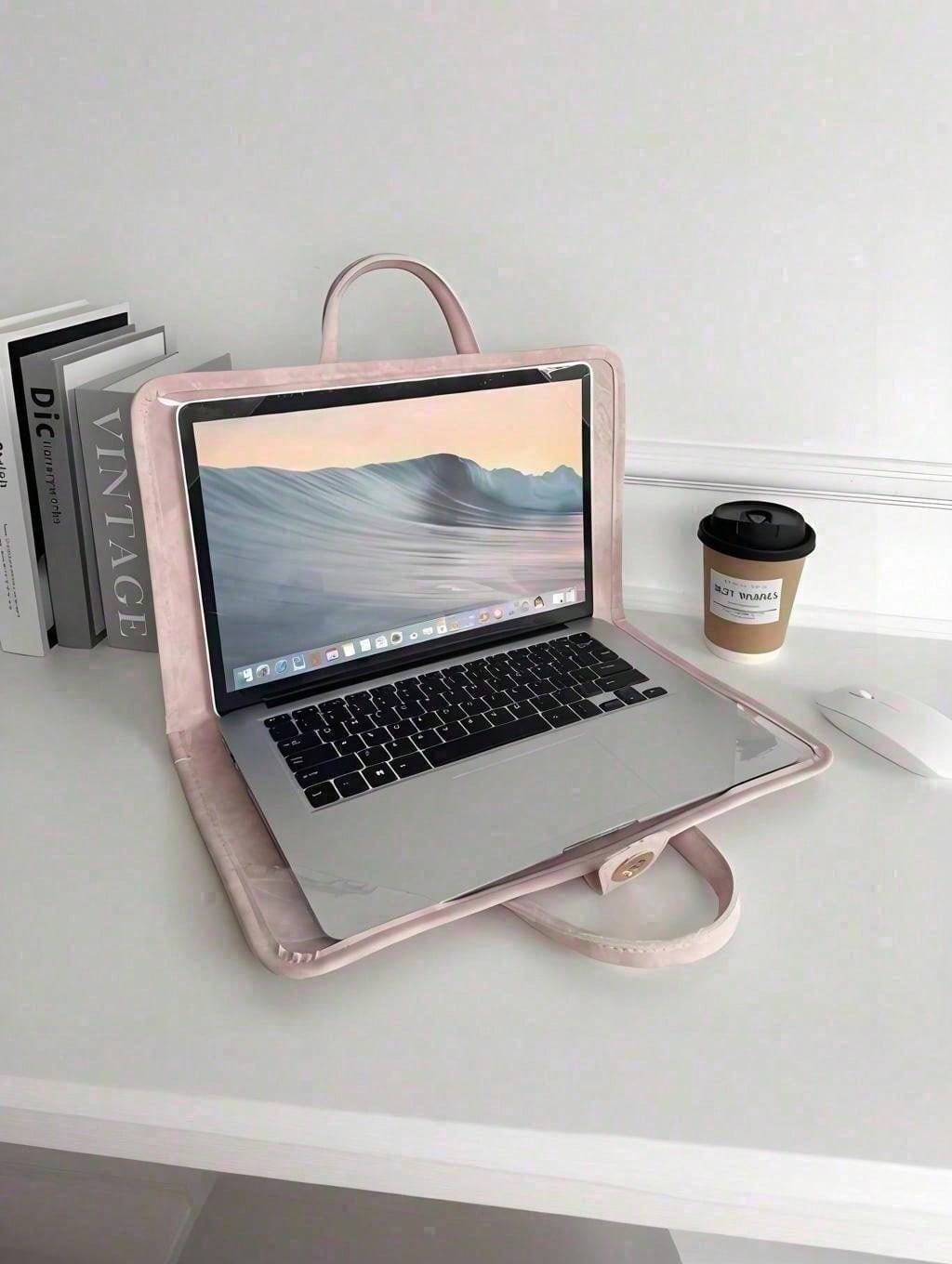Laptop Protective Case Made Of Pink Pu Material Is Suitable For13-16 Inch Laptops It Can Be Opened And Closed Immediately,Soft PU Leather Laptop Case
