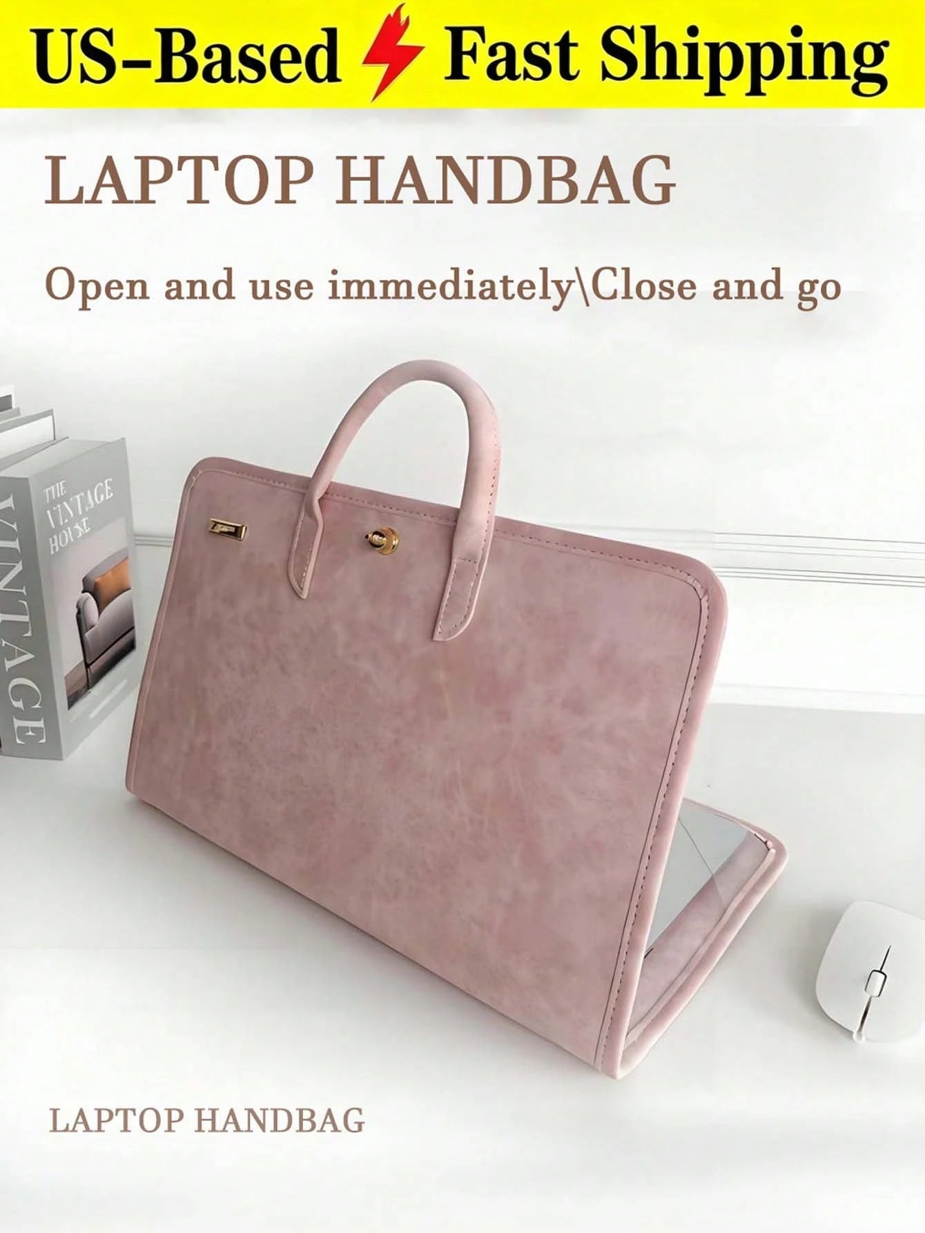 Laptop Protective Case Made Of Pink Pu Material Is Suitable For13-16 Inch Laptops It Can Be Opened And Closed Immediately,Soft PU Leather Laptop Case