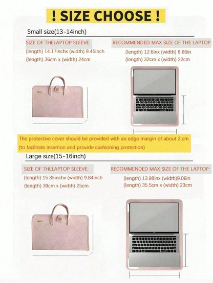 Laptop Protective Case Made Of Pink Pu Material Is Suitable For13-16 Inch Laptops It Can Be Opened And Closed Immediately,Soft PU Leather Laptop Case