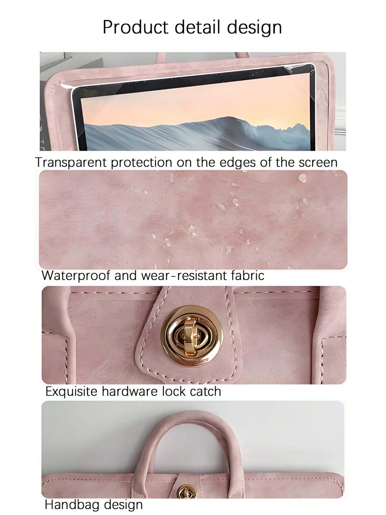 Laptop Protective Case Made Of Pink Pu Material Is Suitable For13-16 Inch Laptops It Can Be Opened And Closed Immediately,Soft PU Leather Laptop Case