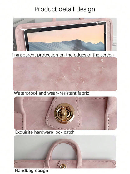 Laptop Protective Case Made Of Pink Pu Material Is Suitable For13-16 Inch Laptops It Can Be Opened And Closed Immediately,Soft PU Leather Laptop Case
