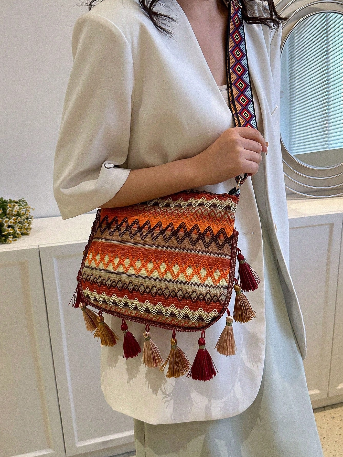 Large Capacity Fashionable Korean Style Tassel Casual Bag, 2025 New Multi-Function Shoulder Crossbody Handbag, Beach
