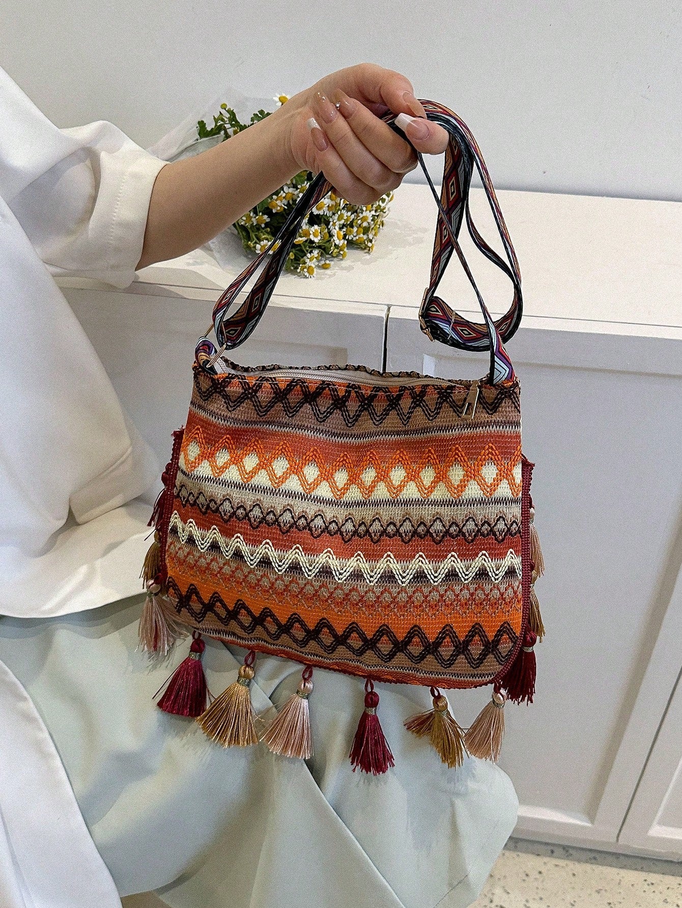 Large Capacity Fashionable Korean Style Tassel Casual Bag, 2025 New Multi-Function Shoulder Crossbody Handbag, Beach