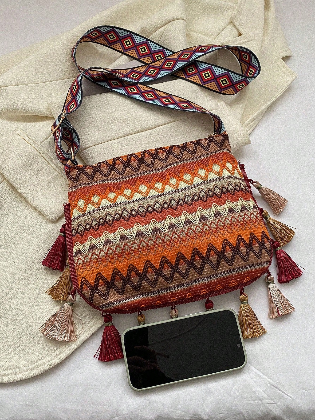 Large Capacity Fashionable Korean Style Tassel Casual Bag, 2025 New Multi-Function Shoulder Crossbody Handbag, Beach