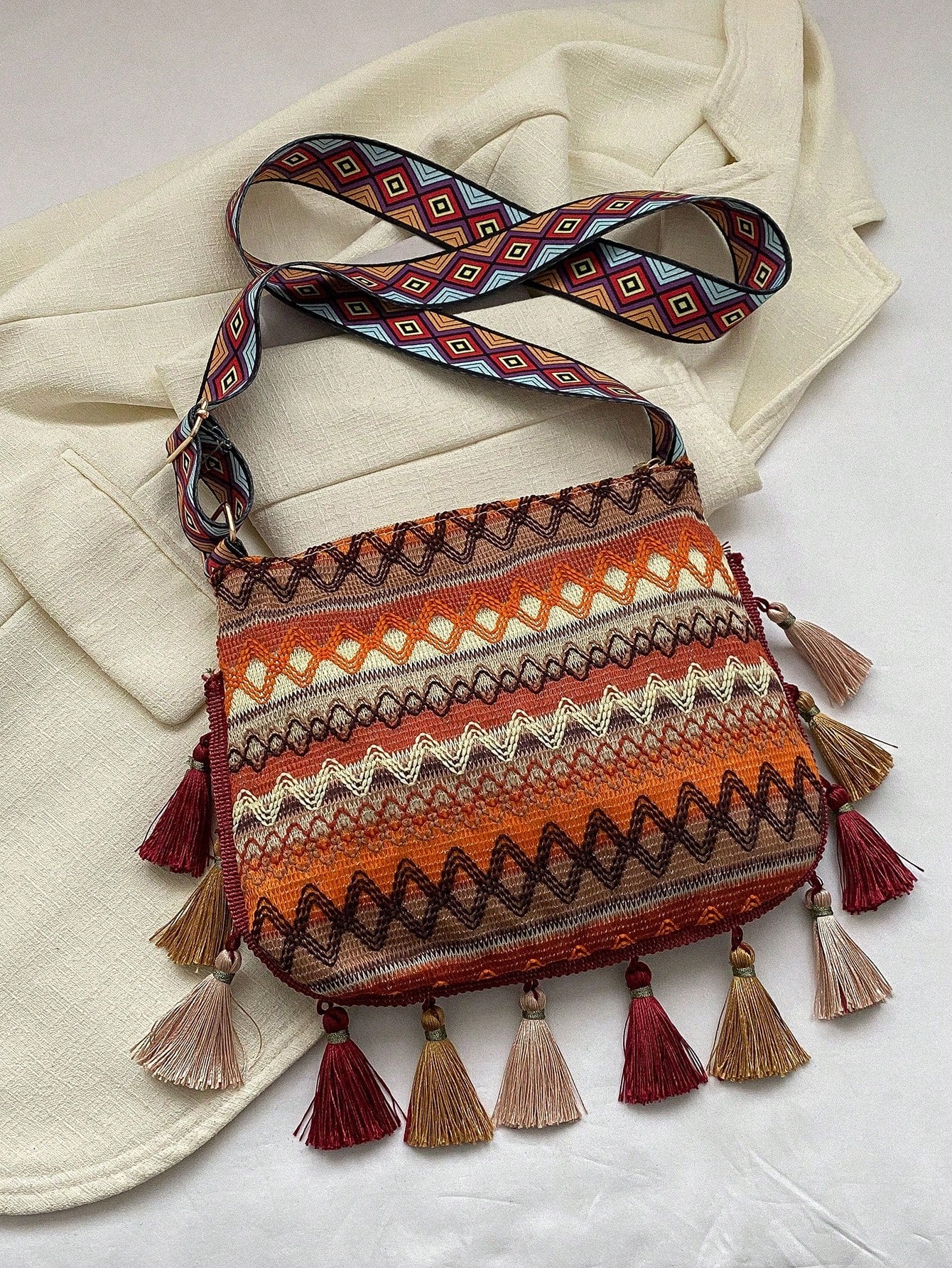 Large Capacity Fashionable Korean Style Tassel Casual Bag, 2025 New Multi-Function Shoulder Crossbody Handbag, Beach