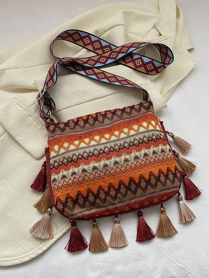 Large Capacity Fashionable Korean Style Tassel Casual Bag, 2025 New Multi-Function Shoulder Crossbody Handbag, Beach
