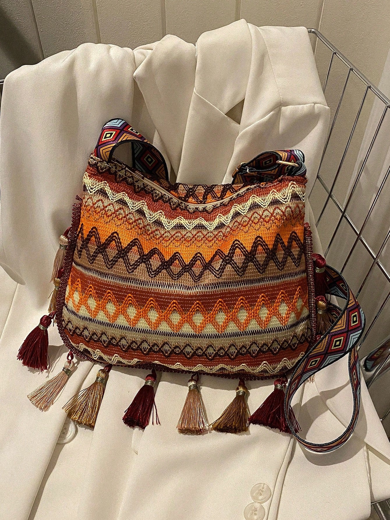 Large Capacity Fashionable Korean Style Tassel Casual Bag, 2025 New Multi-Function Shoulder Crossbody Handbag, Beach