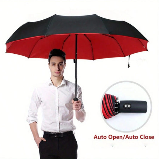 Large Extra Large Folding Umbrella, Dual-Use For Sun And Rain, Fits 2-3 People, Sun Protection, Reinforced, Automatic Umbrella For Students, Unisex