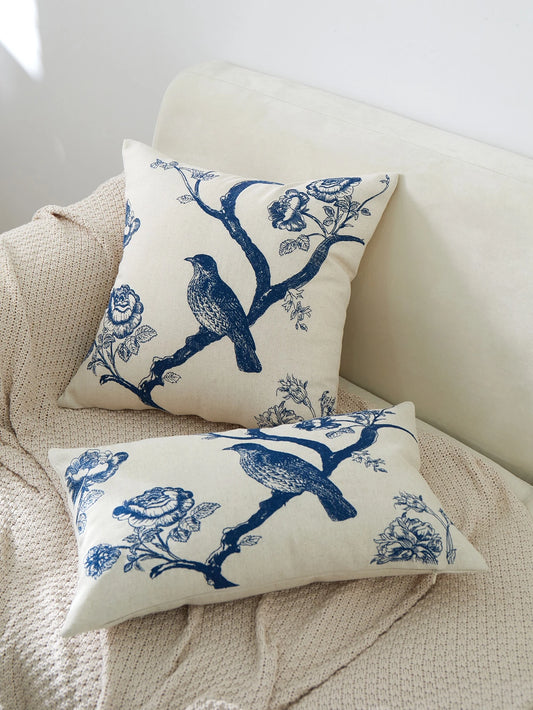 LCUHPCL Embroidered Bird Pattern Pillow Case, No Filling, Suitable For All Seasons