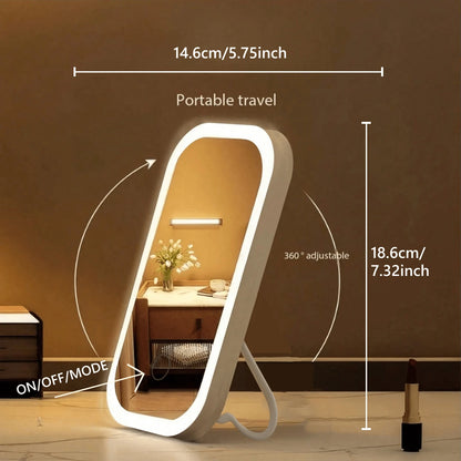 LED Makeup Mirror, Rechargeable Desktop Vanity Mirror With Lights