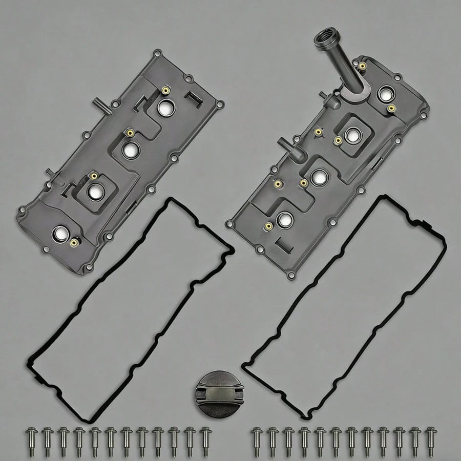 Left & Right Valve Cover Kit With Bolts, Oil Cap, Gasket, Spark Plug Tube Seals And PCV Valve, Compatible With Infiniti QX56 5.6L, 13264‑ZE00A