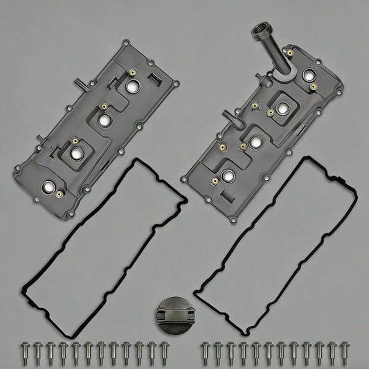Left & Right Valve Cover Kit With Bolts, Oil Cap, Gasket, Spark Plug Tube Seals And PCV Valve, Compatible With Infiniti QX56 5.6L, 13264‑ZE00A