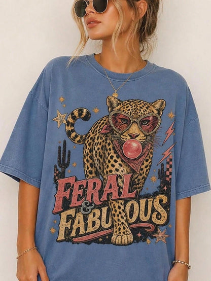 Leopard Graphic Tee, Funny Animal Shirt, Retro Vintage, Gift For Her, Free Shipping