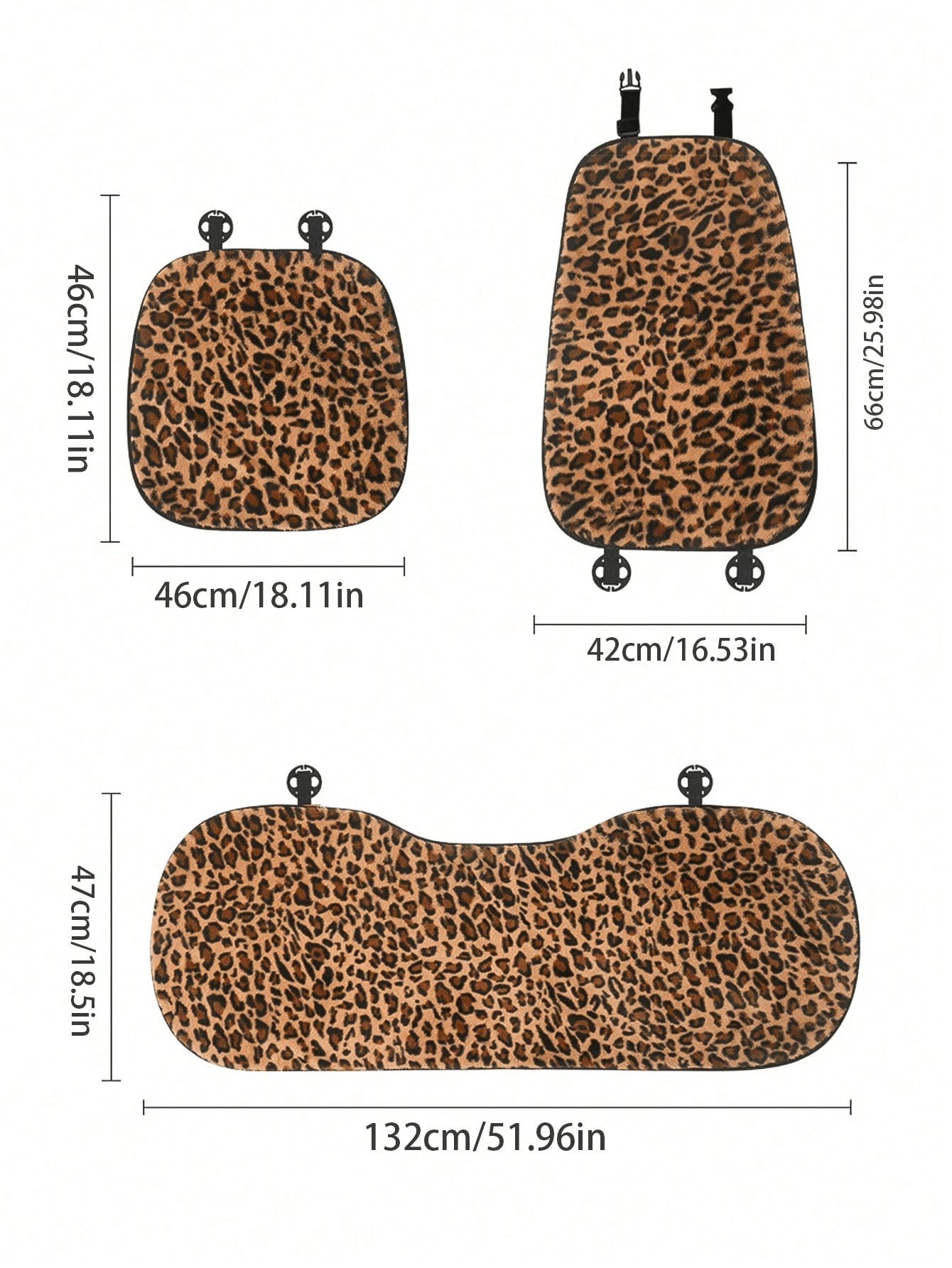 Leopard Print Car Seat Covers For Women- All-Season Soft Plush Seat Protectors, Universal Fit Stretchable Auto Cushions For Sedan/SUV/Truck