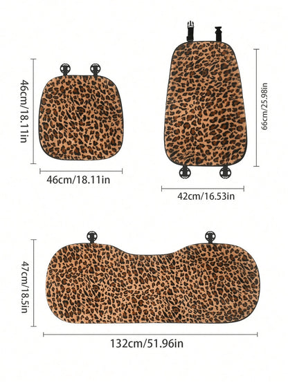 Leopard Print Car Seat Covers For Women- All-Season Soft Plush Seat Protectors, Universal Fit Stretchable Auto Cushions For Sedan/SUV/Truck