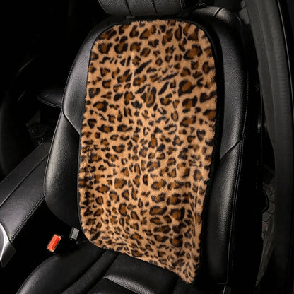 Leopard Print Car Seat Covers For Women- All-Season Soft Plush Seat Protectors, Universal Fit Stretchable Auto Cushions For Sedan/SUV/Truck