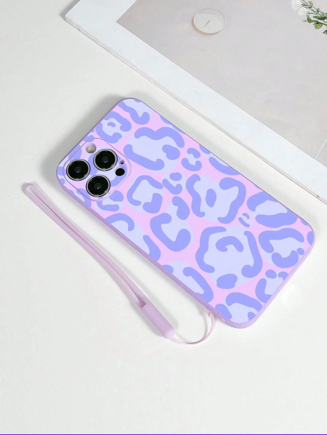Leopard Print Silicone TPU 1pc Purple TPU Leopard Print Shockproof Phone Case And 1pc Purple Silicone Wrist Strap, Compatible With Apple/Android Smartphones Including 13/13 Pro/13 Pro Max, 16 Pro Max