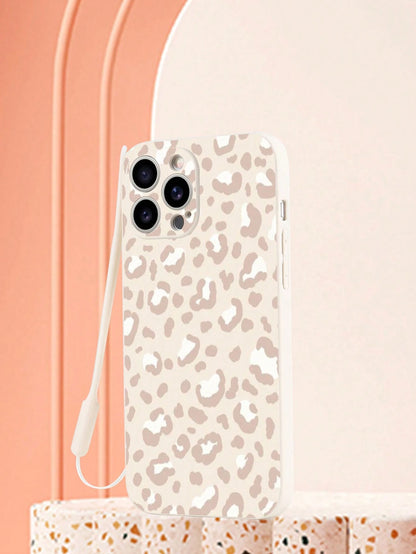Leopard Print Silicone TPU 1pc Purple TPU Leopard Print Shockproof Phone Case And 1pc Purple Silicone Wrist Strap, Compatible With Apple/Android Smartphones Including 13/13 Pro/13 Pro Max, 16 Pro Max